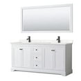 thumbnail image 1 of 0.75 x 72 x 22 in. Avery Double Bathroom with Light-Vein Carrara Cultured Marble Countertop, Undermount Square Sink Matte Black Trim & 70 in. Mirror, White, 1 of 1