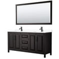 thumbnail image 1 of 0.75 x 72 x 22 in. Daria Double Bathroom with White Cultured Marble Countertop, Undermount Square Sink Matte Black Trim & 70 in. Mirror, Dark Espresso, 1 of 1
