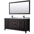 thumbnail image 1 of 0.75 x 72 x 22 in. Daria Double Bathroom with White Carrara Marble Countertop, Undermount Square Sink Matte Black Trim & 70 in. Mirror, Dark Espresso, 1 of 1