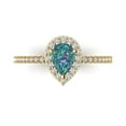 thumbnail image 1 of 0.755 ct Pear Cut Blue Moissanite Solitaire with Accents Engagement Ring for Women in 18K Yellow Gold, 1 of 5