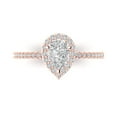 thumbnail image 1 of 0.755 ct Pear Cut Moissanite with Simulated Diamond Halo Accents 14K Rose Gold Womens Engagement Ring, 1 of 6