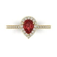 thumbnail image 1 of Clara Pucci 14K Yellow Gold Solid Gold Garnet Solitaire with Accents Anniversary Ring for Women - 0.755 cttw Pear Cut, 1 of 7