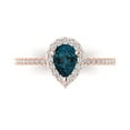 thumbnail image 1 of Clara Pucci 14K Rose Gold 0.76ct LondonBlueTopaz Halo Ring for Women, 1 of 7