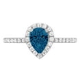 thumbnail image 1 of 0.755 ct Pear Cut Natural London Blue Topaz Solitaire with Simulated Diamond Accents 18K White Gold Womens Engagement Ring, 1 of 4
