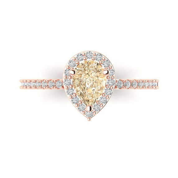 Clara Pucci 14K Rose Gold 0.76ct Morganite Halo Ring for Women
