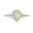 thumbnail image 1 of 0.755 ct Pear Cut Natural Morganite Solitaire with Simulated Diamond Accents 18K White Gold Womens Engagement Ring, 1 of 5