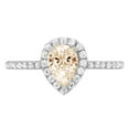 thumbnail image 1 of 0.755 ct Pear Cut Natural Morganite Solitaire with Simulated Diamond Accents 18K White Gold Womens Engagement Ring, 1 of 5
