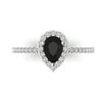 thumbnail image 1 of Clara Pucci 14K White Gold 0.76ct Onyx Solitaire with Accents Ring, 1 of 7