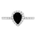 thumbnail image 1 of 0.755 ct Pear Cut Natural Onyx Solitaire with Simulated Diamond Accents 14K White Gold Womens Engagement Ring, 1 of 4