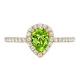thumbnail image 1 of 0.755 ct Pear Cut Natural Peridot Solitaire with Simulated Diamond Accents 14K Yellow Gold Womens Engagement Ring, 1 of 3