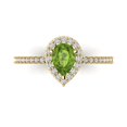thumbnail image 1 of 0.755 ct Pear Cut Natural Peridot Solitaire with Simulated Diamond Accents 14K Yellow Gold Womens Engagement Ring, 1 of 5