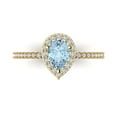 thumbnail image 1 of 0.755 ct Pear Cut Natural Swiss Blue Topaz Solitaire with Simulated Diamond Accents 18K Yellow Gold Womens Engagement Ring, 1 of 5
