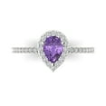 thumbnail image 1 of 0.755 ct Pear Cut Simulated Alexandrite Solitaire with Accents Engagement Ring for Women in 18K White Gold, 1 of 5