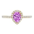 thumbnail image 1 of 0.755 ct Pear Cut Simulated Alexandrite Solitaire with Simulated Diamond Accents 14K Yellow Gold Womens Engagement Ring, 1 of 4