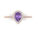 thumbnail image 1 of Clara Pucci 14K Rose Gold Solid Gold Alexandrite Halo Anniversary Ring for Women - 0.755 cttw Pear Cut, 1 of 7