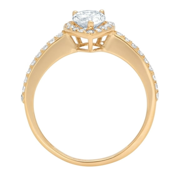 0.755 ct Pear Cut Simulated Blue Diamond Solitaire with Accents Engagement Ring for Women in 14K Yellow Gold