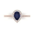 thumbnail image 1 of Clara Pucci 14K Rose Gold 0.76ct BlueSapphire Halo Ring for Women, 1 of 7