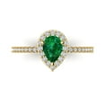 thumbnail image 1 of Clara Pucci 14K Yellow Gold 0.76ct Emerald Solitaire with Accents Ring, 1 of 7