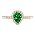 thumbnail image 1 of 0.755 ct Pear Cut Simulated Emerald Solitaire with Simulated Diamond Accents 18K Yellow Gold Womens Engagement Ring, 1 of 5
