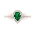 thumbnail image 1 of Clara Pucci 14K Rose Gold Solid Gold Emerald Halo Anniversary Ring for Women - 0.755 cttw Pear Cut, 1 of 7