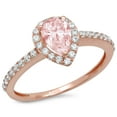 thumbnail image 1 of 0.755 ct Pear Cut Simulated Pink Diamond with Simulated Diamond Halo Accents 18K Rose Gold Womens Engagement Ring, 1 of 3