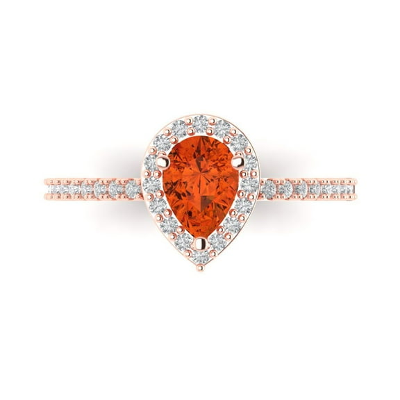 Clara Pucci 14K Rose Gold 0.76ct Red Halo Ring for Women