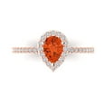 thumbnail image 1 of 0.755 ct Pear Cut Simulated Red Diamond Halo Engagement Ring for Women in 18K Rose Gold, 1 of 5