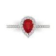 thumbnail image 1 of Clara Pucci 14K White Gold Solid Gold Ruby Solitaire with Accents Anniversary Ring for Women - 0.755 cttw Pear Cut, 1 of 7