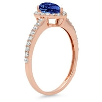 0.755 ct Pear Cut Simulated Tanzanite Halo Engagement Ring for Women in 14K Rose Gold