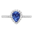 thumbnail image 1 of 0.755 ct Pear Cut Simulated Tanzanite Solitaire with Simulated Diamond Accents 14K White Gold Womens Engagement Ring, 1 of 5