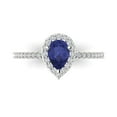 thumbnail image 1 of 0.755 ct Pear Cut Simulated Tanzanite Solitaire with Simulated Diamond Accents 14K White Gold Womens Engagement Ring, 1 of 5