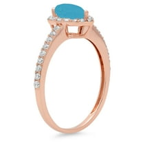 0.755 ct Pear Cut Simulated Turquoise Halo Engagement Ring for Women in 14K Rose Gold