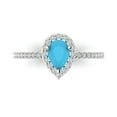 thumbnail image 1 of 0.755 ct Pear Cut Simulated Turquoise Solitaire with Simulated Diamond Accents 14K White Gold Womens Engagement Ring, 1 of 5