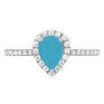 thumbnail image 1 of 0.755 ct Pear Cut Simulated Turquoise Solitaire with Simulated Diamond Accents 18K White Gold Womens Engagement Ring, 1 of 5