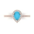 thumbnail image 1 of Clara Pucci 14K Rose Gold Solid Gold Turquoise Halo Anniversary Ring for Women - 0.755 cttw Pear Cut, 1 of 7