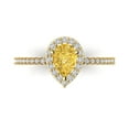 thumbnail image 1 of 0.755 ct Pear Cut Simulated Yellow Diamond Solitaire with Simulated Diamond Accents 18K Yellow Gold Womens Engagement Ring, 1 of 5