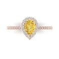 thumbnail image 1 of Clara Pucci 14K Rose Gold Solid Gold Yellow Halo Anniversary Ring for Women - 0.755 cttw Pear Cut, 1 of 7