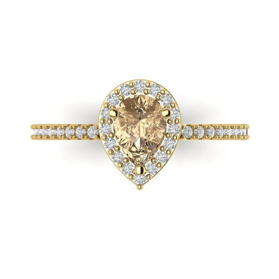 Clara Pucci 14K Yellow Gold 0.76ct YellowMoissanite Solitaire with Accents