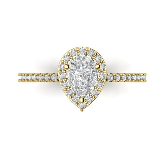 Solitaire with Accents Engagement Ring for Women - 0.755ct Moissanite in 14K Yellow Gold Promise Ring