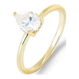 PAVOI 14K Yellow Gold Plated Engagement Ring for Women