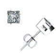 thumbnail image 1 of 0.75Ct Princess Diamond Basket Stud Earrings 14k White Gold V-Prong Set H SI2, 1 of 1