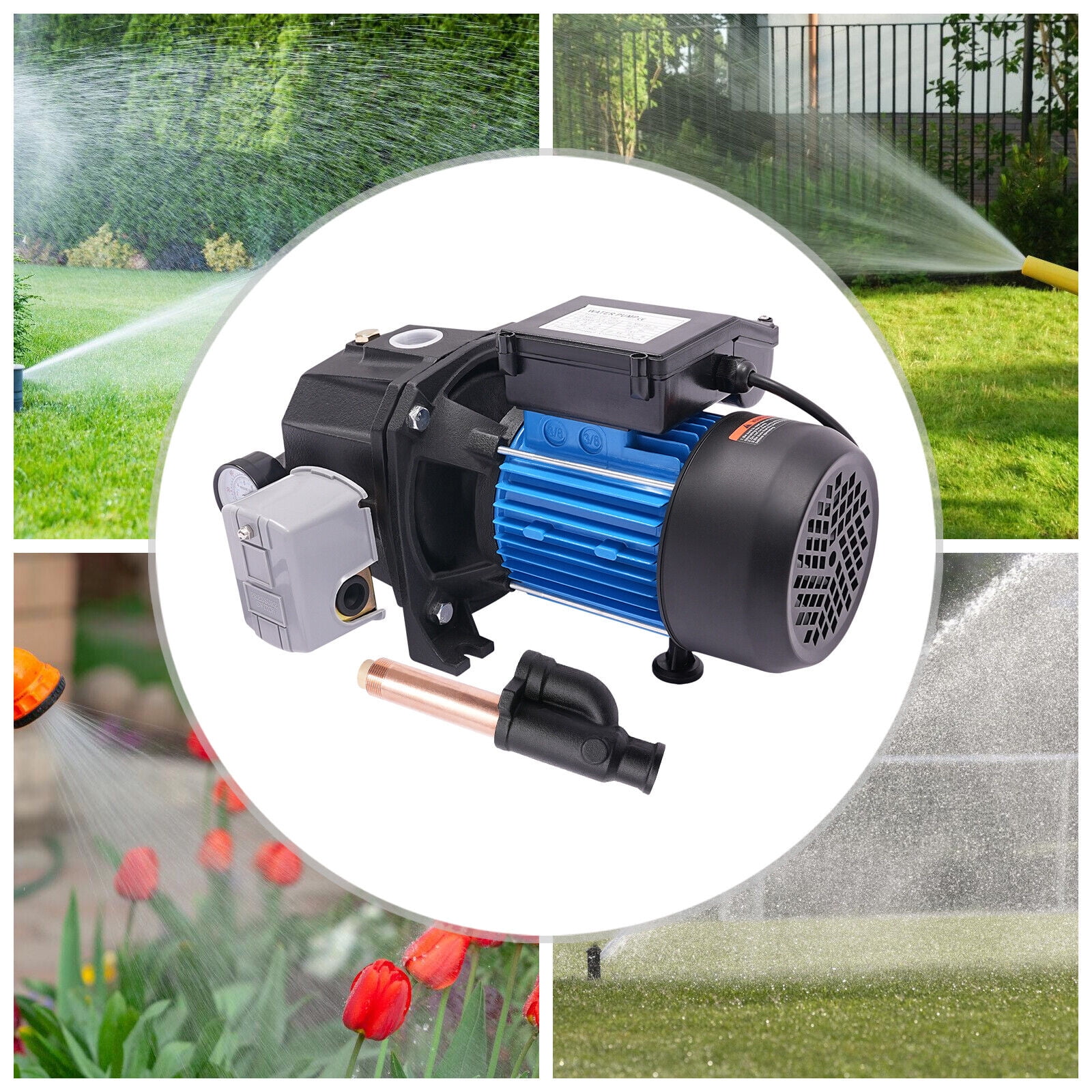 0.75HP 1'' Shallow Well Jet Water Pump Booster Garden Farm Sprinkler ...