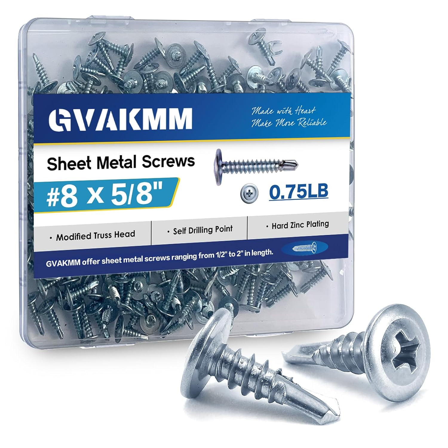 140pcs Self Drilling Screws For Metal,#10 X 3/4 Inch 410 Stainless Steel Tapping Sheet Metal Screws Self Metal Hex Washer Head