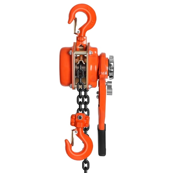 0.75T/3M Lever Block, Lever Chain Hoist, Orange Come Along Manual Chain Hoist with 360°Hook Rotation & 10FT Height for Dock Loading
