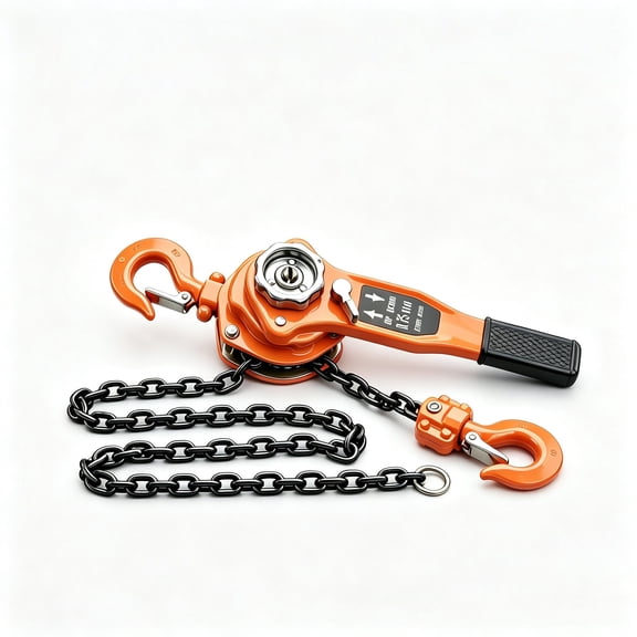 0.75T Come Along Chain Come Along Manual Lever Hoist 10FT G80 Galvanized Chain Thickened Rubber Handle 140N Pull Double-Pawl Brake 360 Swivel Head for Trailer Construction Maintenance