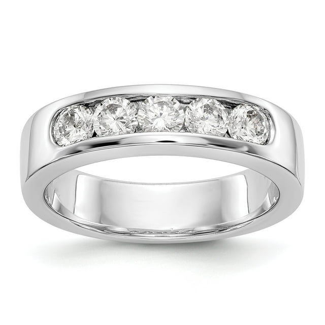 0.75ct. CZ Solid Real 14K White Gold 5-3.4mm Stone Channel Wedding Band ...