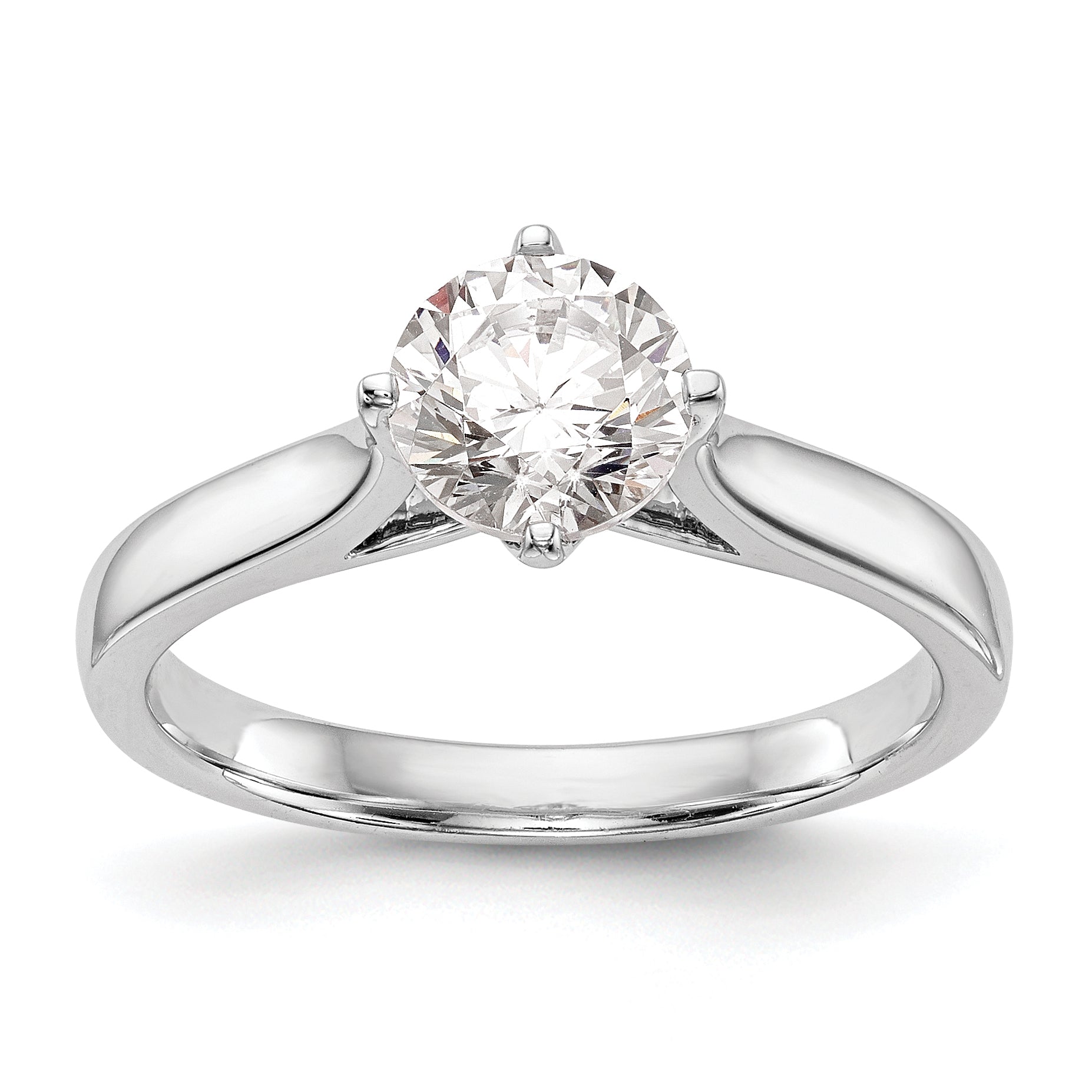 0.75ct. CZ Solid Real 14K White Gold Round Solitaire Engagement Ring ...