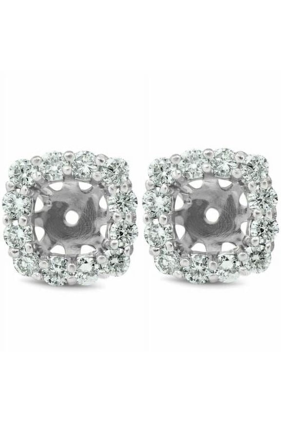 0.75ct Diamond Stud Earrings Jackets 14k White Gold