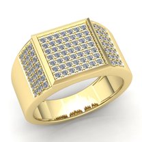 0.75ct Round Not Enhanced Mens Cluster Anniversary Engagement Ring Solid 10K Rose, White or Yellow Gold GH SI1