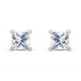 thumbnail image 1 of AFFY (0.75cttw) Princess Cut White Natural Diamond Stud Earrings In 14k Rose Gold, 1 of 5